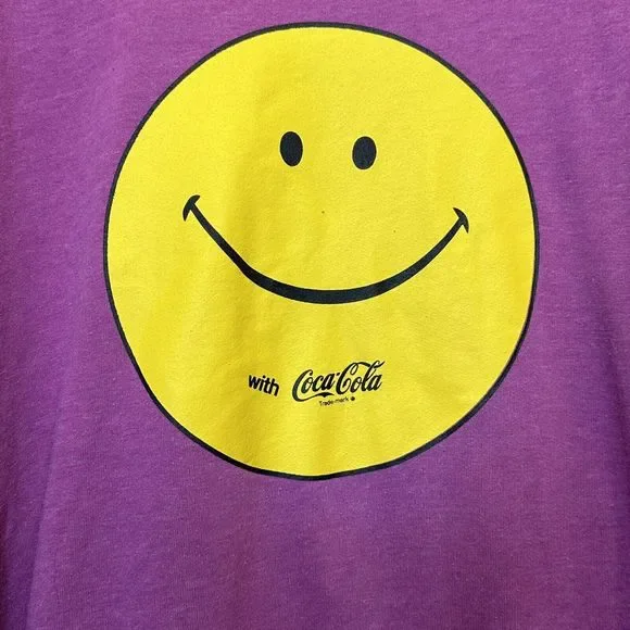 Wildfox Oversized Sweatshirt Small Coca-Cola Smiley Face Coke Roadtrip Purple - Picture 5 of 10